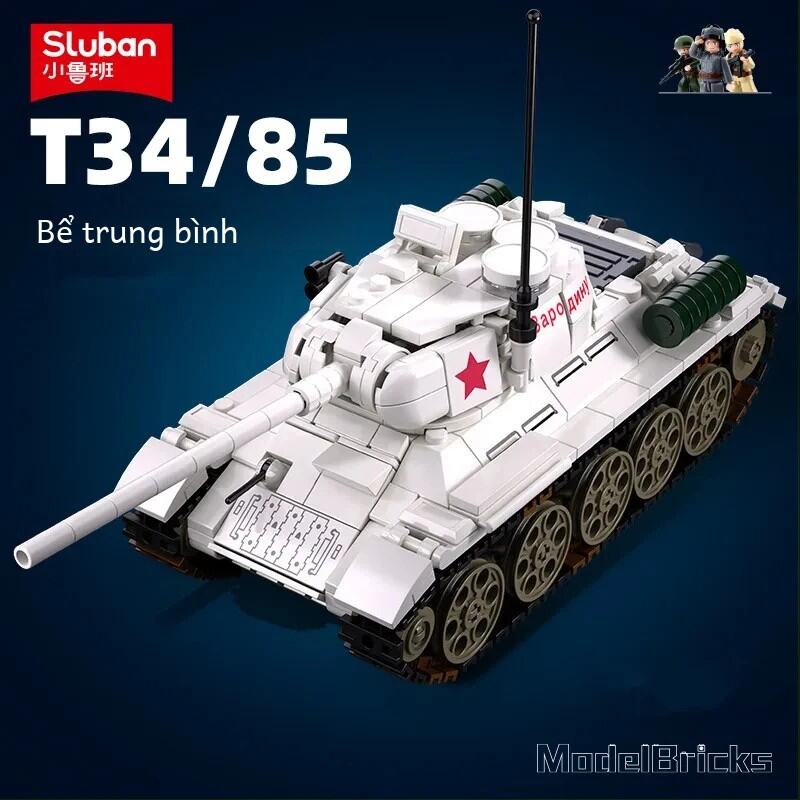 518 Chiếc T34-85 Trung Bình Xe Tăng Khối Xây Dựng Bộ WW2 Mô Hình Xe Tăng Hạng Nặng Với Người Lính Nh