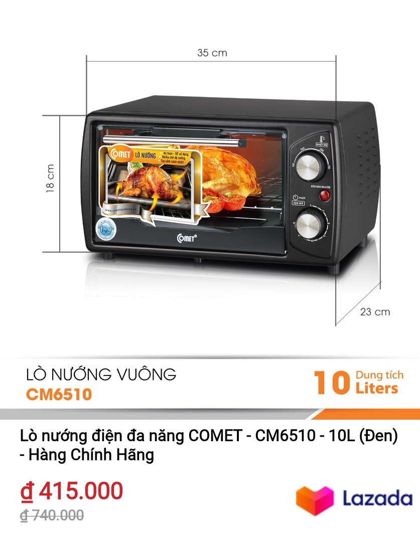 ​ ​ ​ ​ lò nướng điện đa năng comet - cm651...giảm đến 44%giá chỉ ₫ 415.000mua ngay tại lazada! | https://s.lazada.vn/s.1nqse