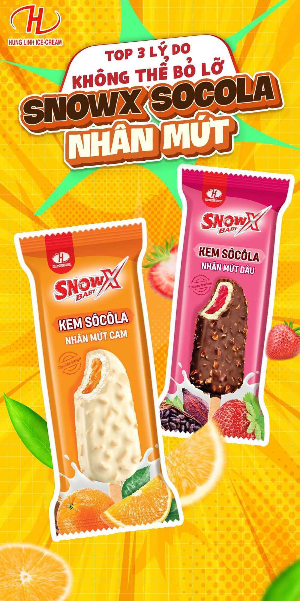 KEM SOCOLA MỨT DÂU,CAM
