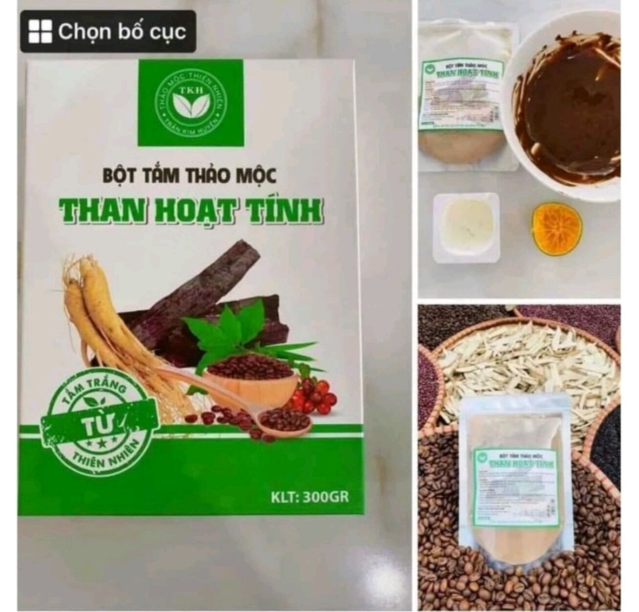 Bột Tắm Trắng Cà Phê Than Hoạt Tính TKH