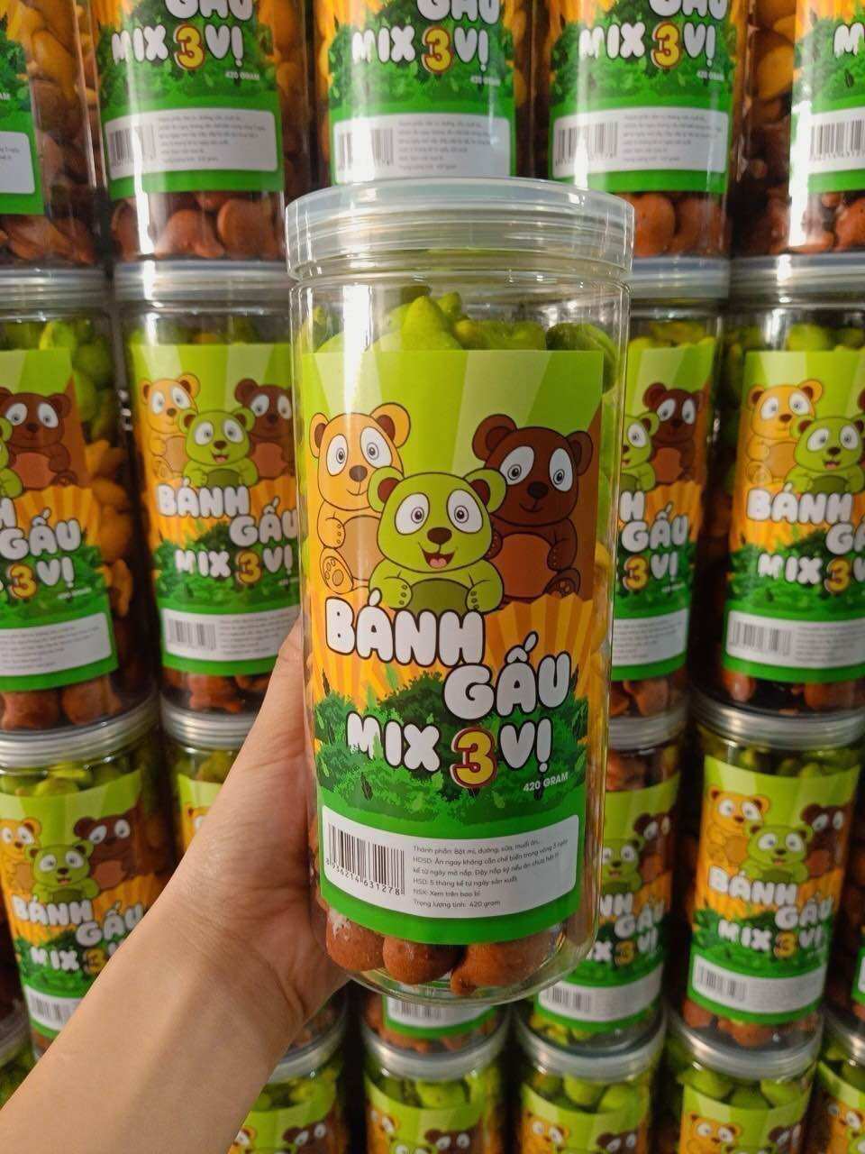 BÁNH GẤU MIX 3 VỊ HŨ 420G