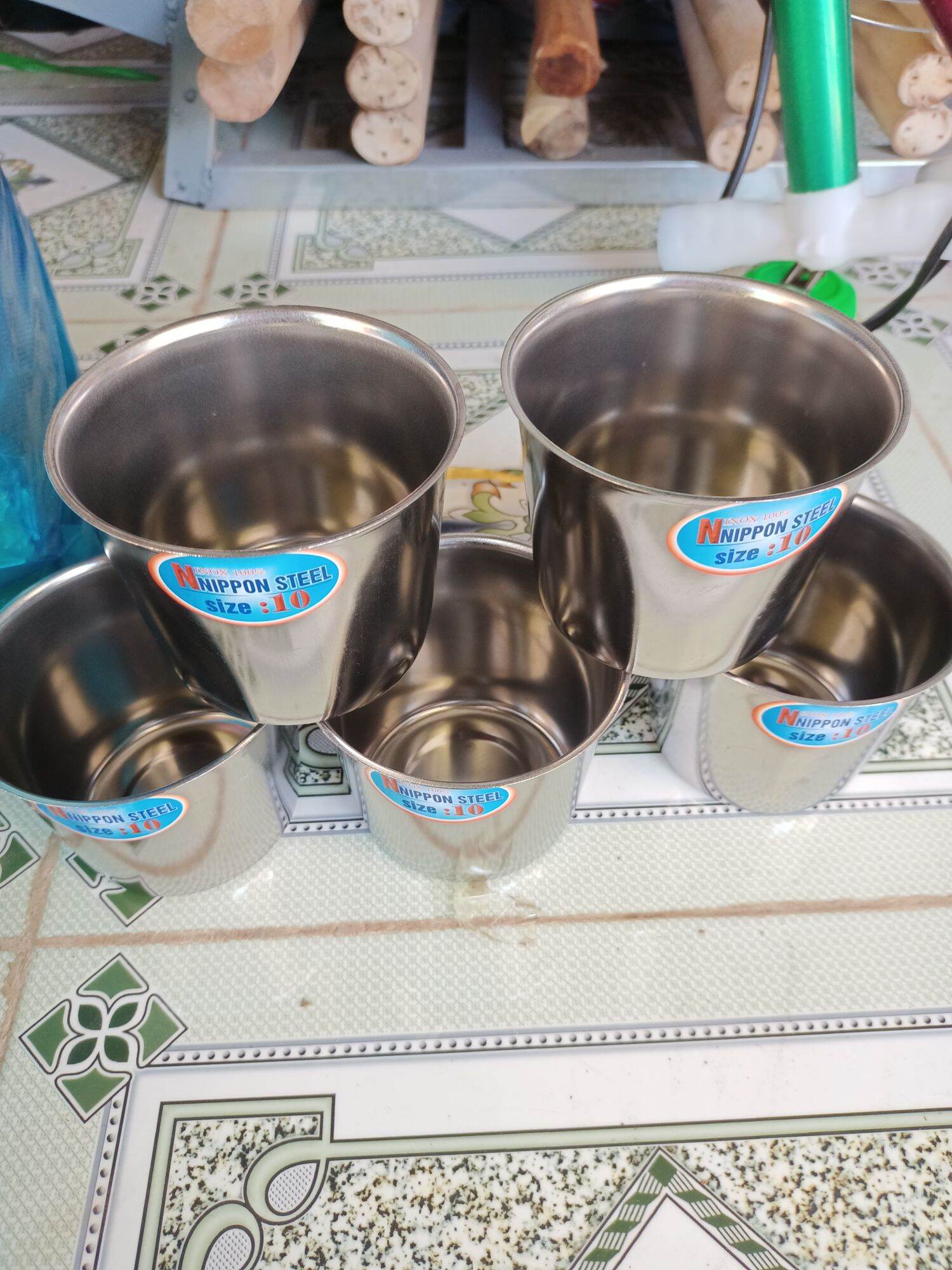 combo 5 ly đá inox xịn đk 10cm