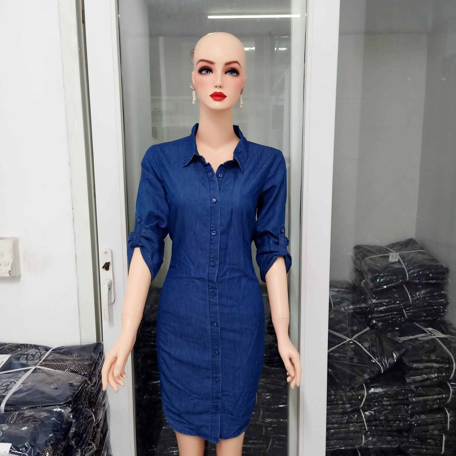 Đầm jean sơ mi