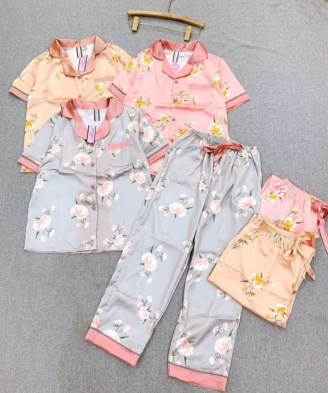 Bộ pizama lụa 3 màu