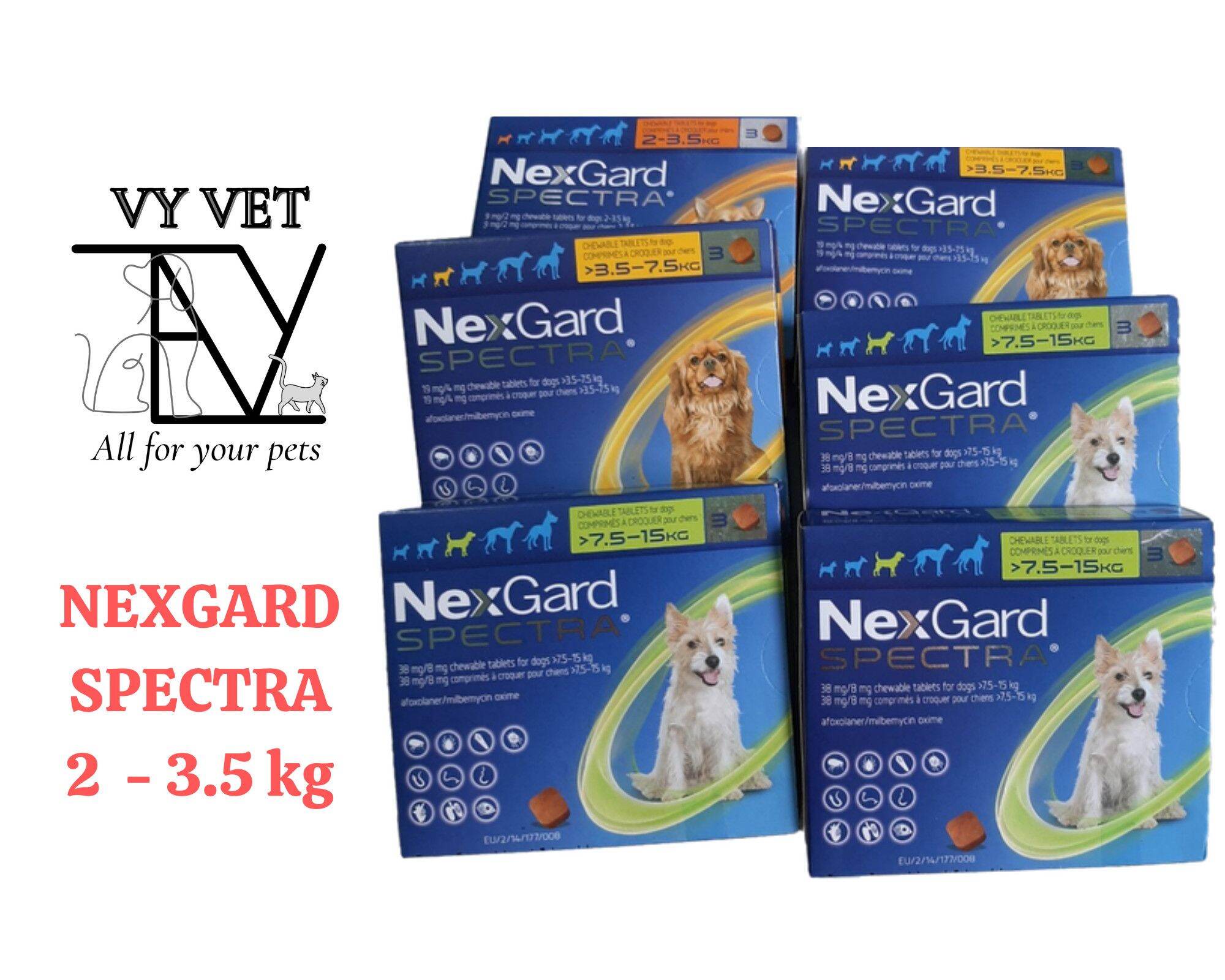 Nexgard spectra 2-3.5kg tri giun,ve,rận,ghẻ cho chó