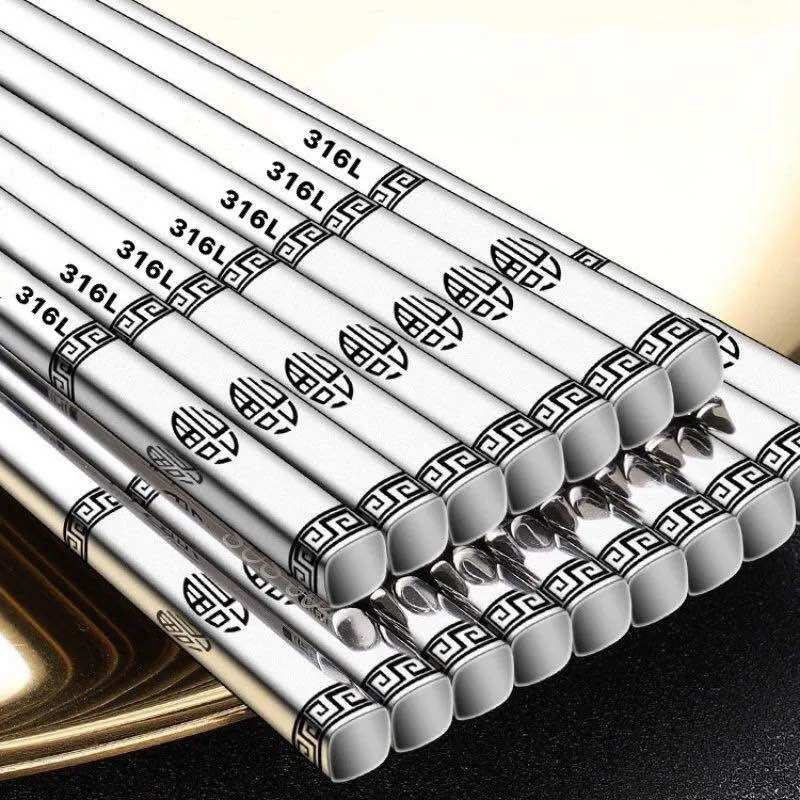 Set 5 đôi đũa inox 304/316 cao cấp có hộp
