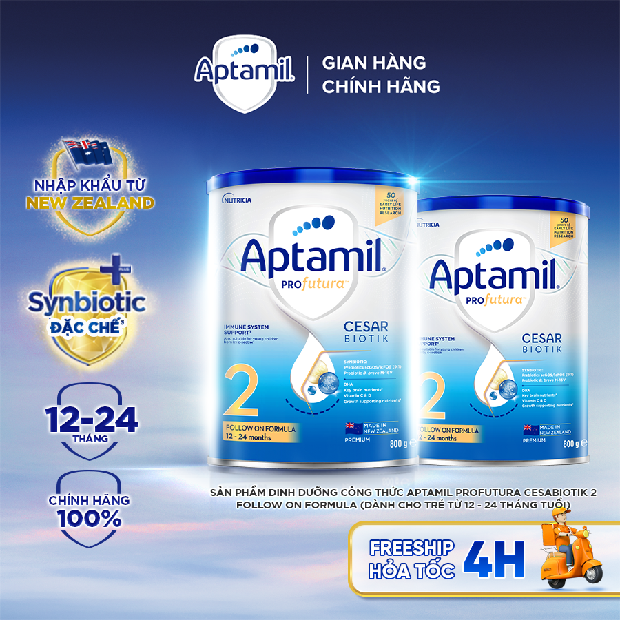 [Hỏa tốc - 0Đ] Combo 2 Sữa bột Aptamil Profutura Cesarbiotik New Zealand số 2 800g - Synbiotic độc quyền