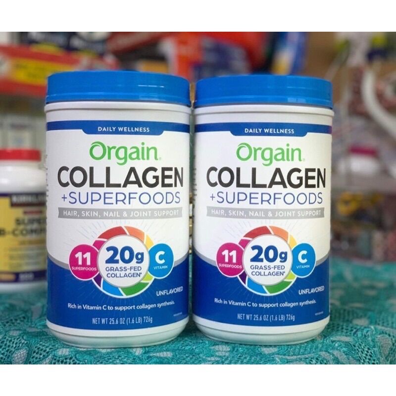 Bột Orgain collagen & Superfood 726g mỹ
