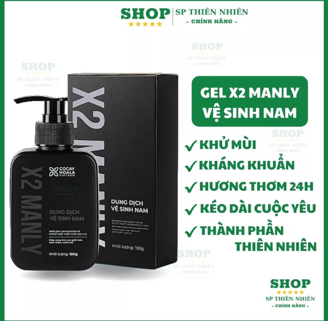 Gel x2 MANLY dung dịch vệ sinh nam cocayhoala giúp khử mùi, kháng khuẩn