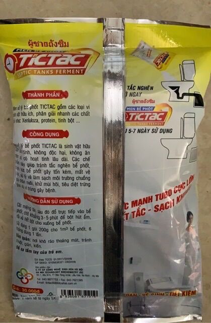 Men bể phốt bột thông đường ống Tictac
