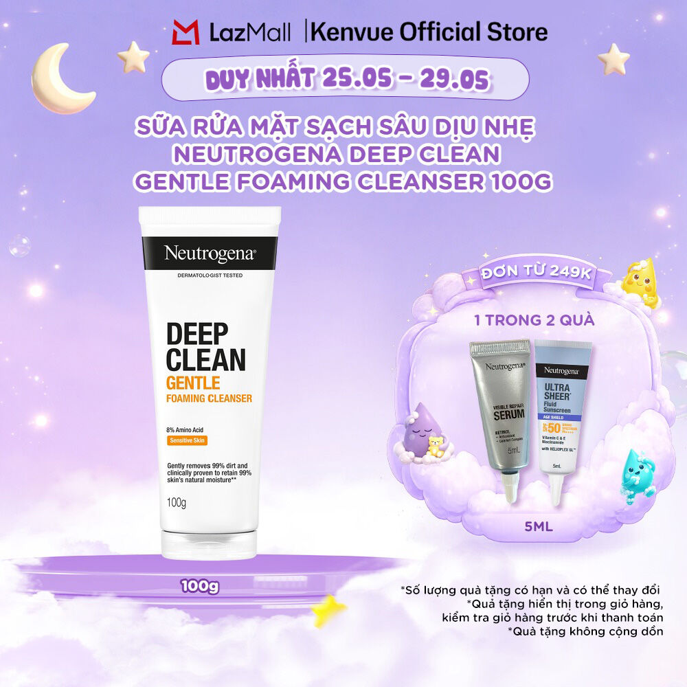 Sữa rửa mặt Sạch Sâu Lành Tính Neutrogena Deep Clean Gentle Foaming Cleanser 100g  150g