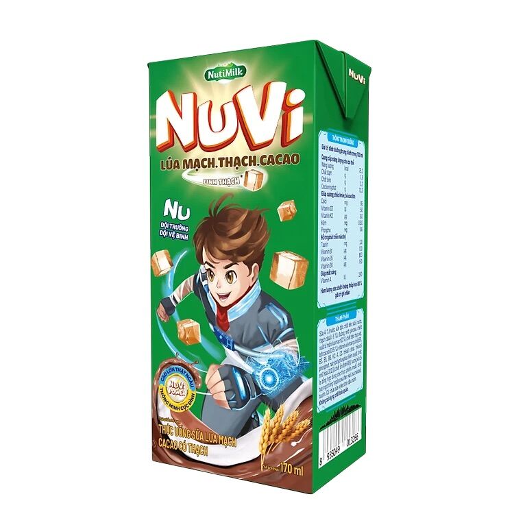 Thùng sữa Nuvi lúa mạch thạch cacao 170ml