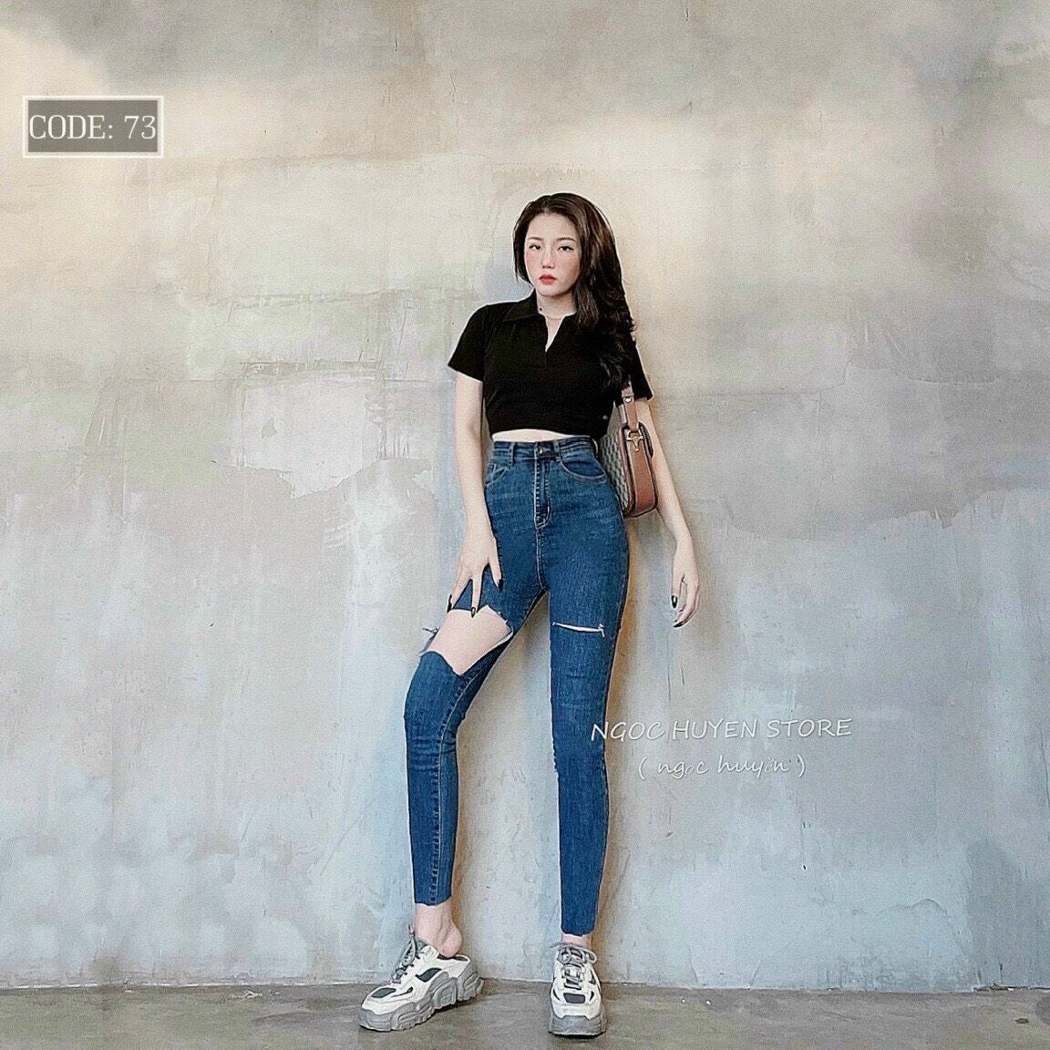 QUẦN JEANS LƯNG CAO CO GIÃN TÔN DÁNG