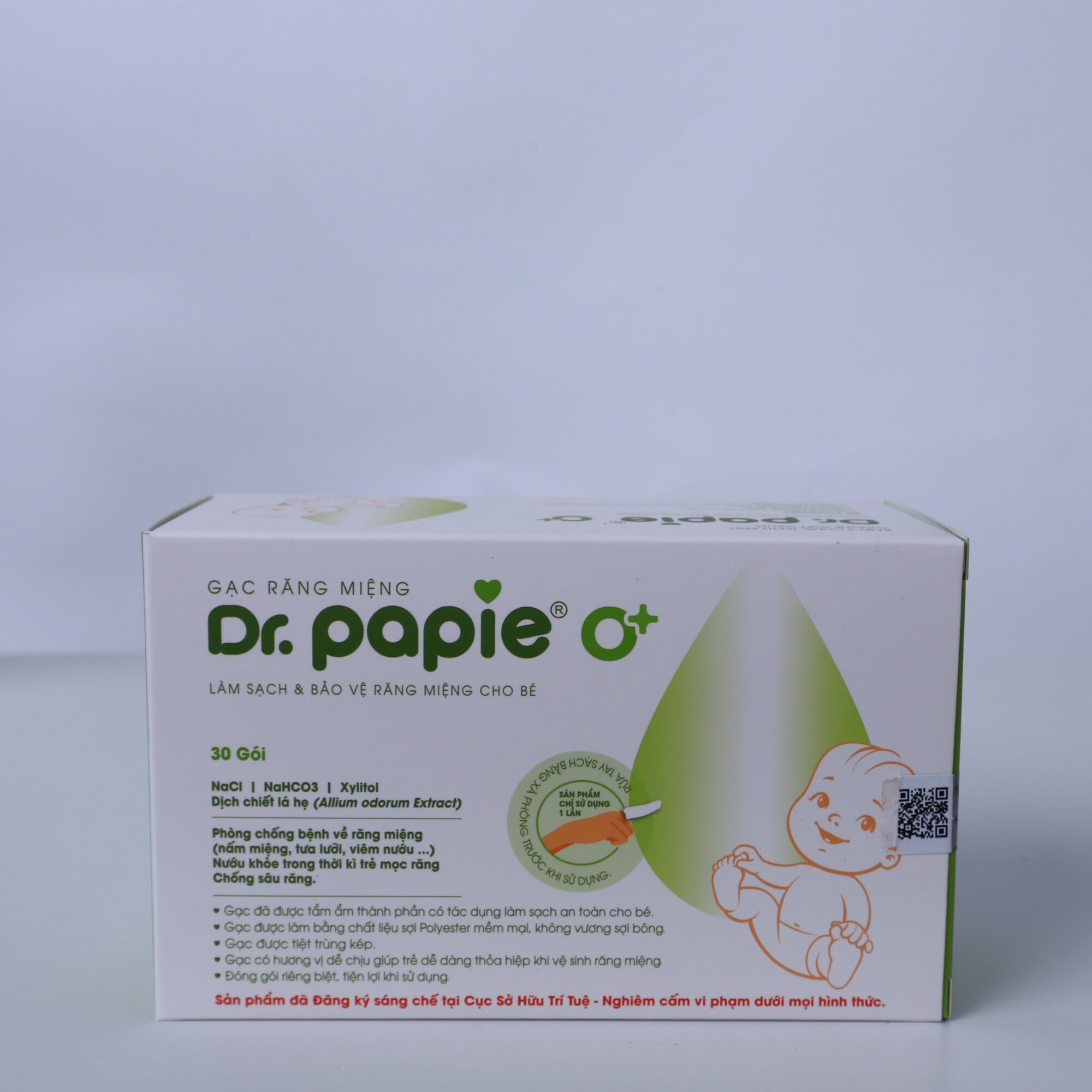 Gạc rơ lưỡi Dr Papie vệ sinh răng miệng cho bé hộp 30 miếng