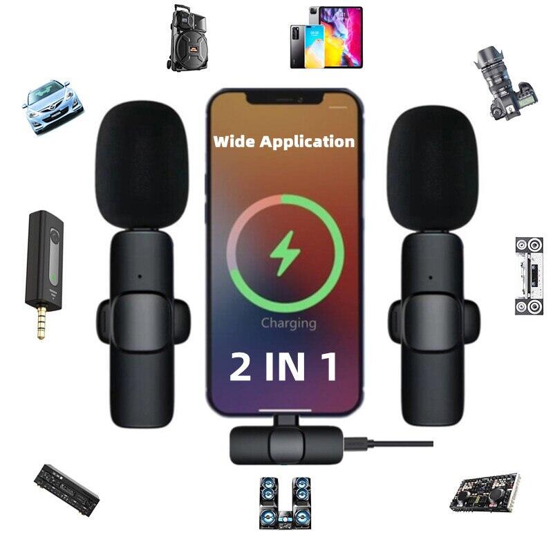 Không Dây Lavalier Microphone Âm Thanh Di Động Ghi Hình Mini Mic Cho iPhone Android Phát Sóng Trực Tiếp Chơi Game Điện Thoại Mic