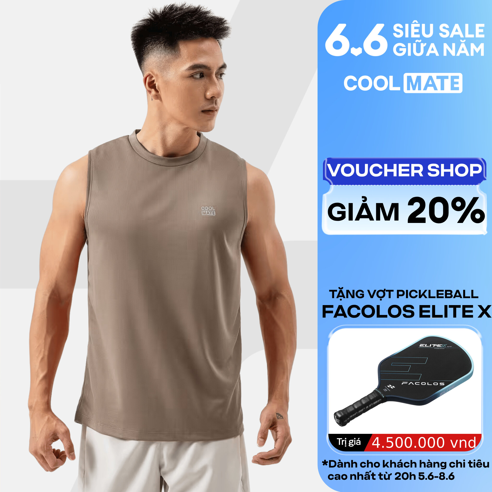 Áo sát nách Sleeveless tanktop thể thao Active Essentials thấm hút Coolmate