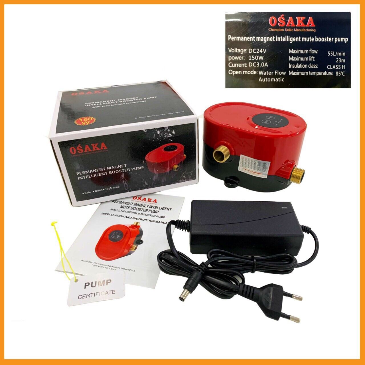 Bơm tăng áp Osaka sử dụng tăng áp cho bình nóng lạnh máy giặc 24V