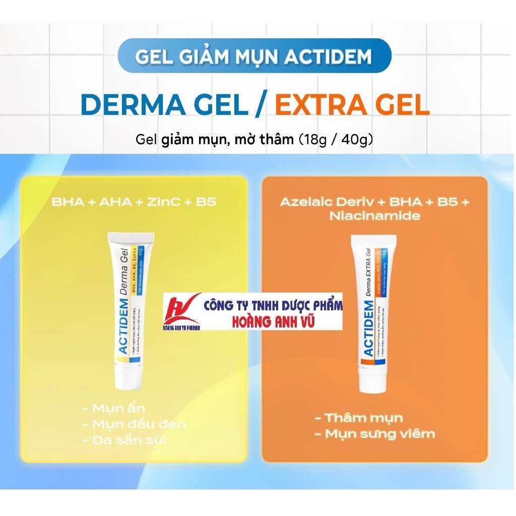 ACTIDEM DERMA GEL & ACTIDEM EXTRA - GEL GIẢM MỤN MỜ THÂM - TẶNG KÈM MẶT NẠ