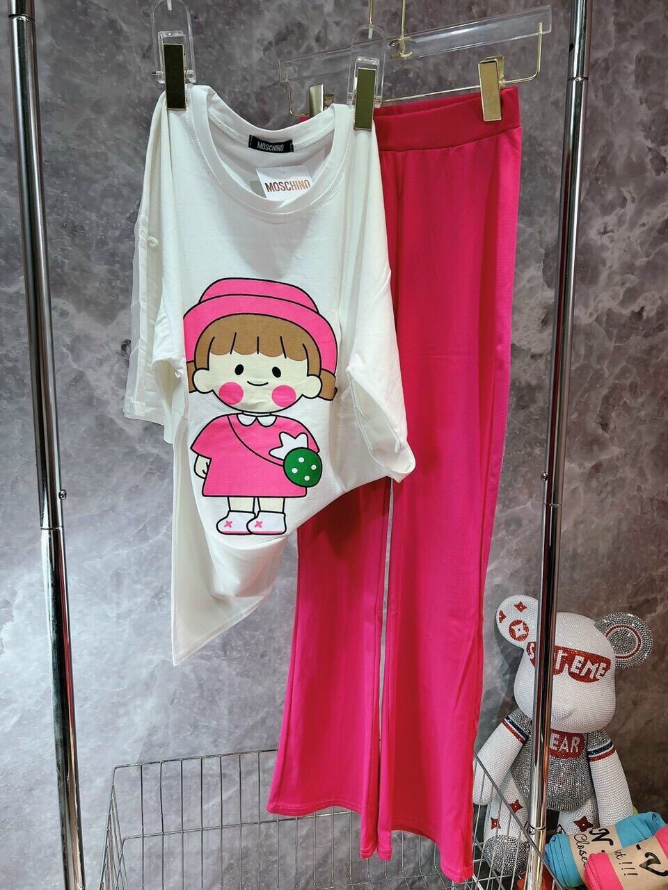 Set quần ống rộng cô gái đáng yêu cotton cao cấp