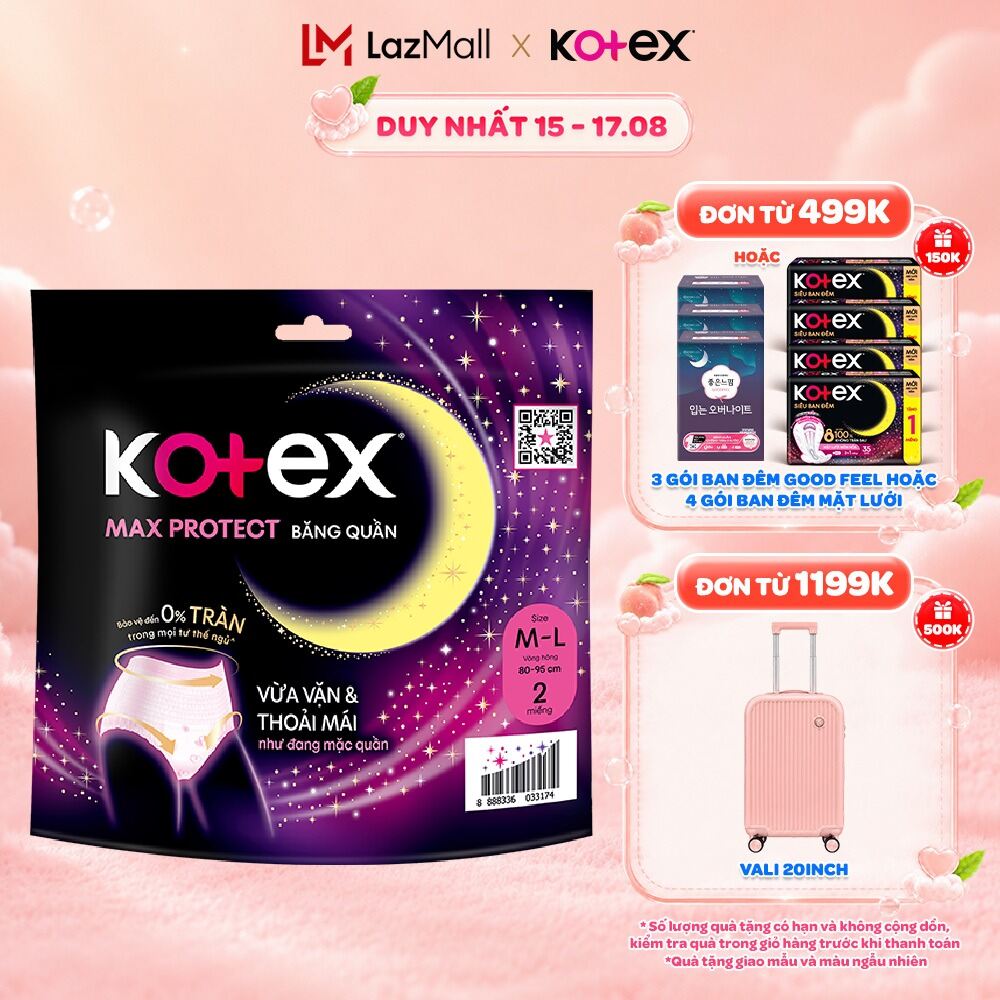 Băng Vệ Sinh Kotex Ban Đêm Dạng Quần cỡ M/L 5 miếng