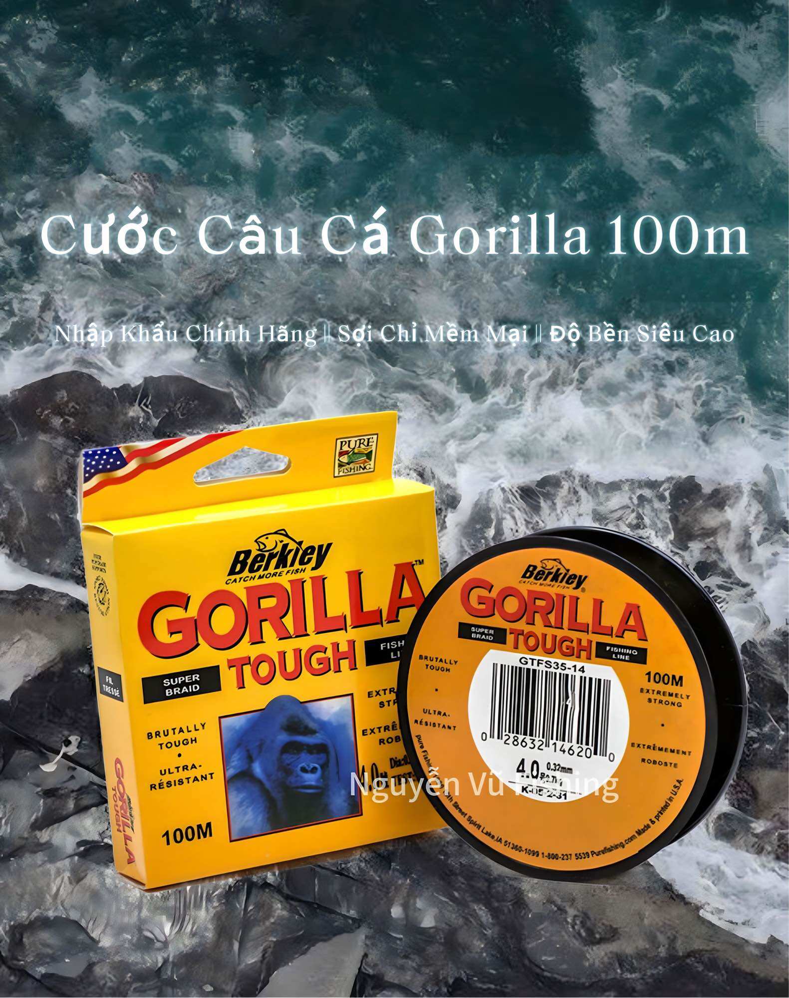Cước câu cá gorilla 100m, cước câu cá giá rẻ, cước siêu bền
