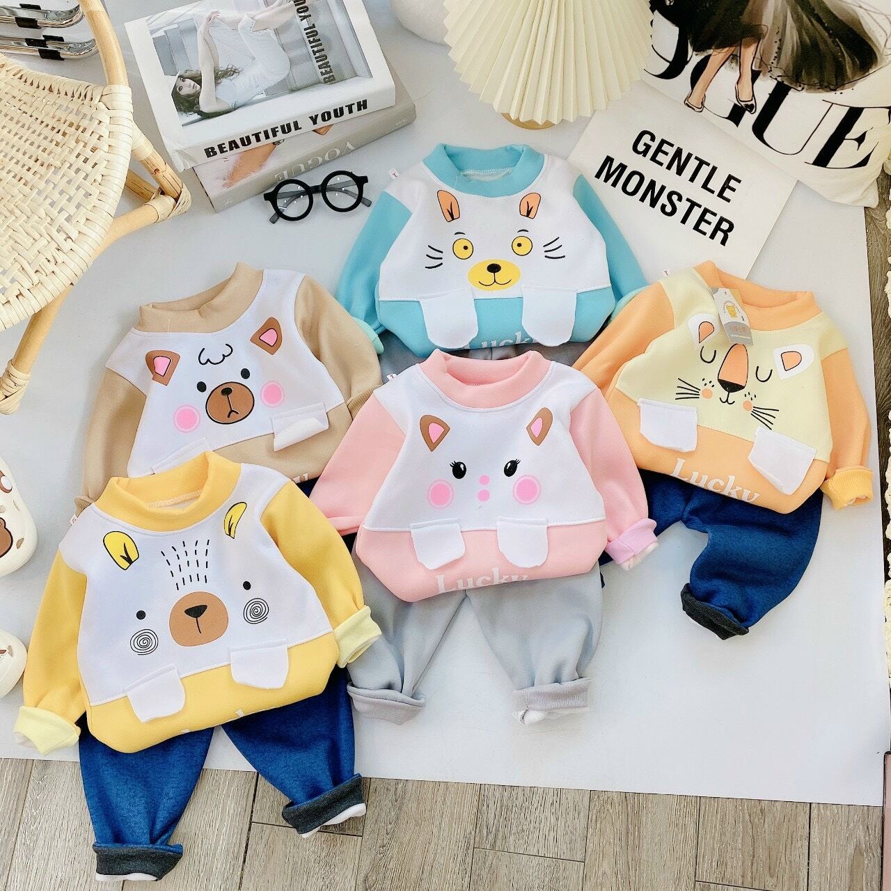 Bộ nỉ bông, bộ thu đông dài tay , bộ nỉ chất đẹp cho bé trai bé gái