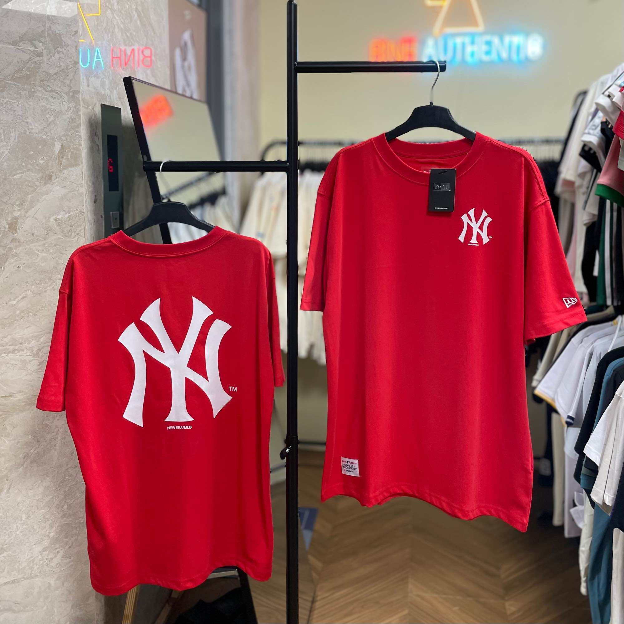 Chính Hãng Áo thun New Era NY MLB New York logo Đỏ shop Binh Authentic VN