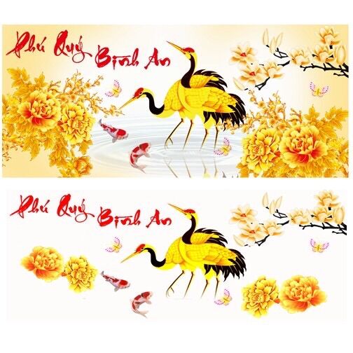 [HCM]Tranh đính đá ĐÔI CÒ PHÚ QUÝ BÌNH AN VS084(100x48cm) Chưa đính