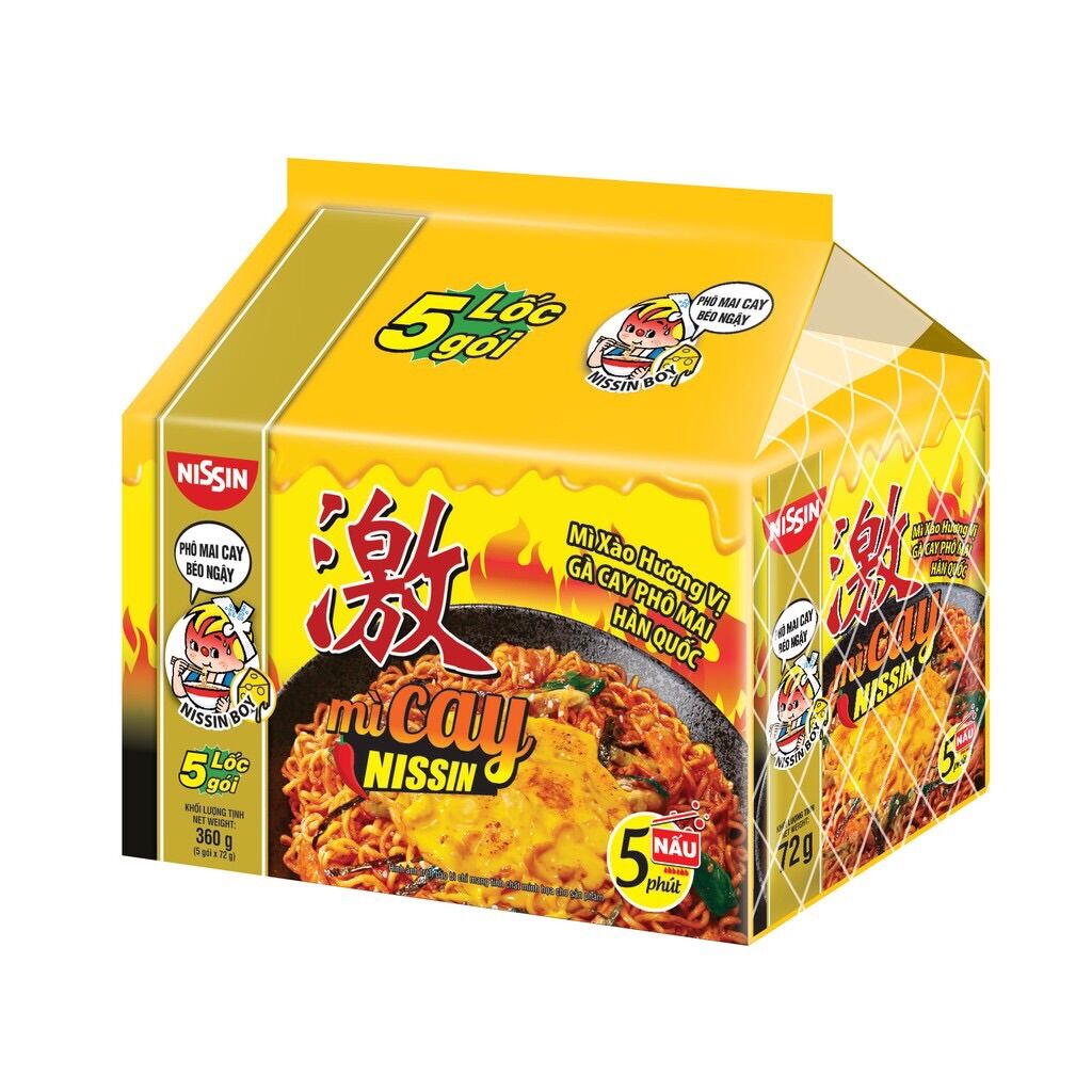 MÌ CAY NISSIN THÁI LAN (lốc 5 gói) MỲ CAY CHUẨN HÀN