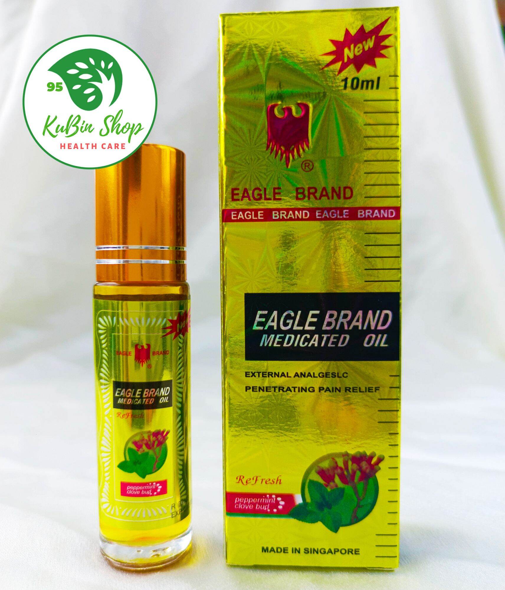 Dầu Gió Vàng Con Ó Singapore dạng lăn chai 10ml