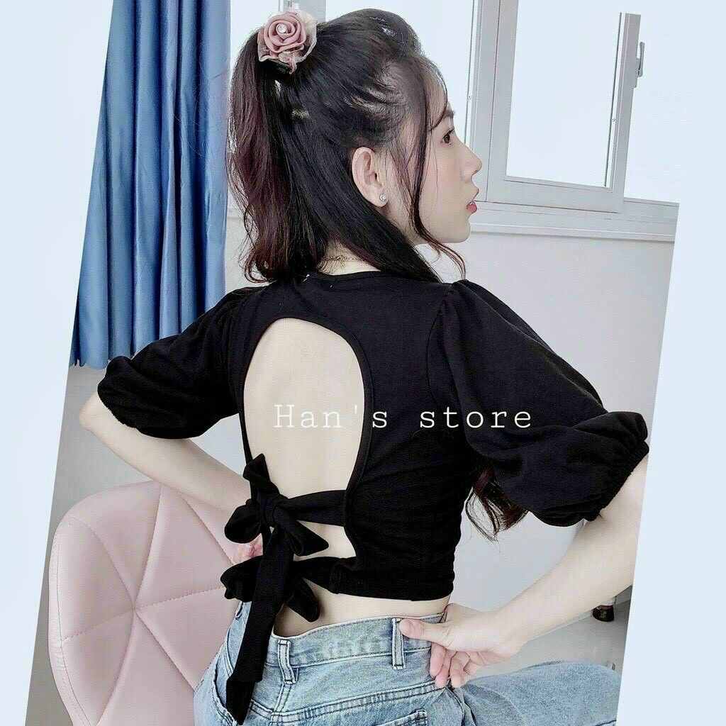 Áo kiểu áo croptop áo cột nơ sau from dưới 50kg