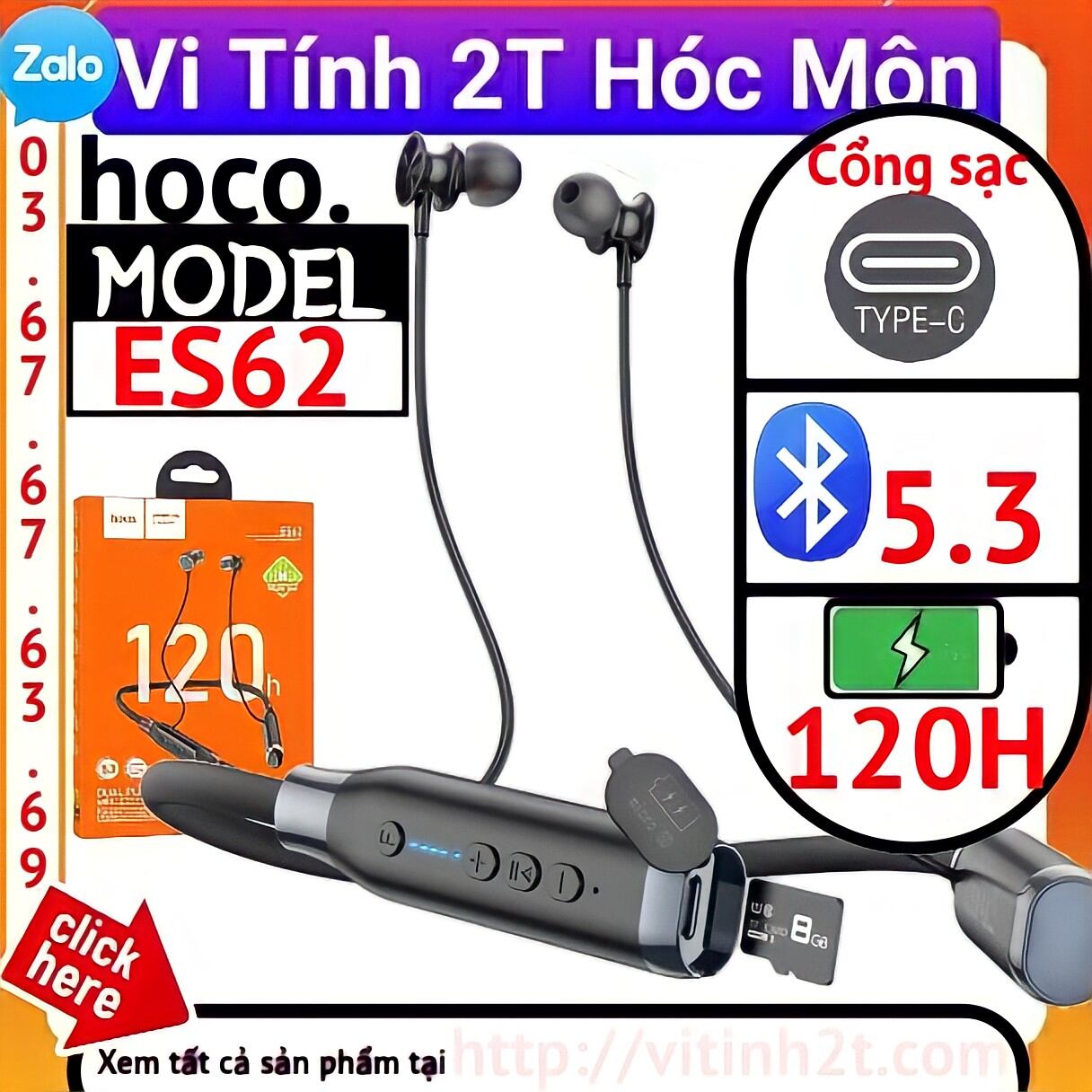 Tai nghe bluetooth quàng cổ 2 tai hoco es62