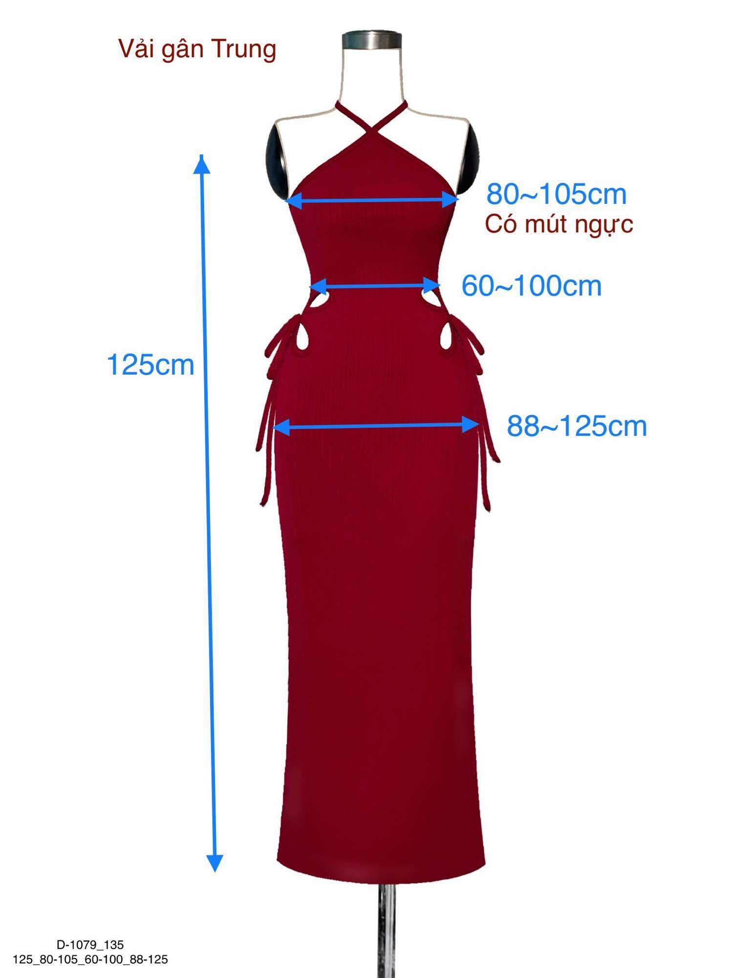 Đầm body midi cổ yếm Cutout D-1079