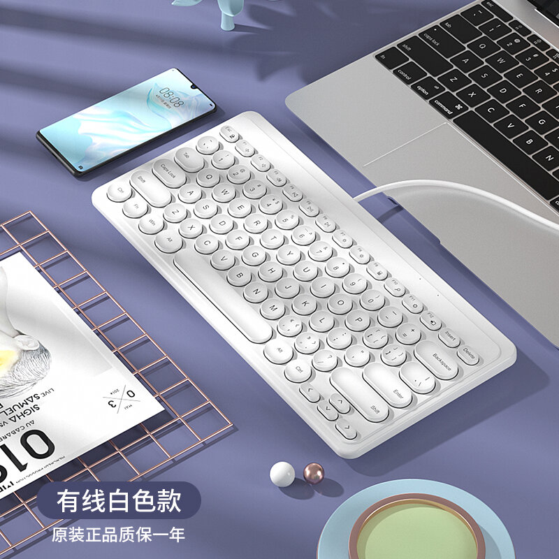 Máy Tính Xách Tay Bow Hangshi Bàn Phím Không Dây Kết Nối Bên Ngoài USB Máy Tính Để Bàn Văn Phòng Gia Dụng Đáng Yêu Nữ Sinh Im Lặng Tĩnh Âm Bộ Chuột Nhỏ Có Dây Nhỏ Gọn Siêu Mỏng Tiện Mang Theo Bên Ngoài Đánh Chữ Chuyên Dụng