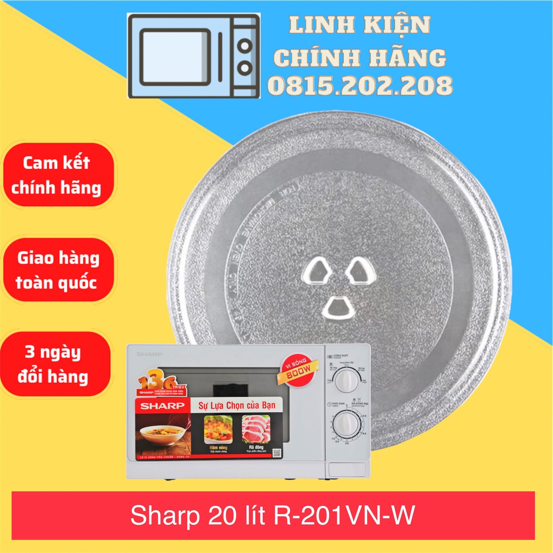 Đĩa lò vi sóng sharp 20 lít r-201vn-w chính hãng