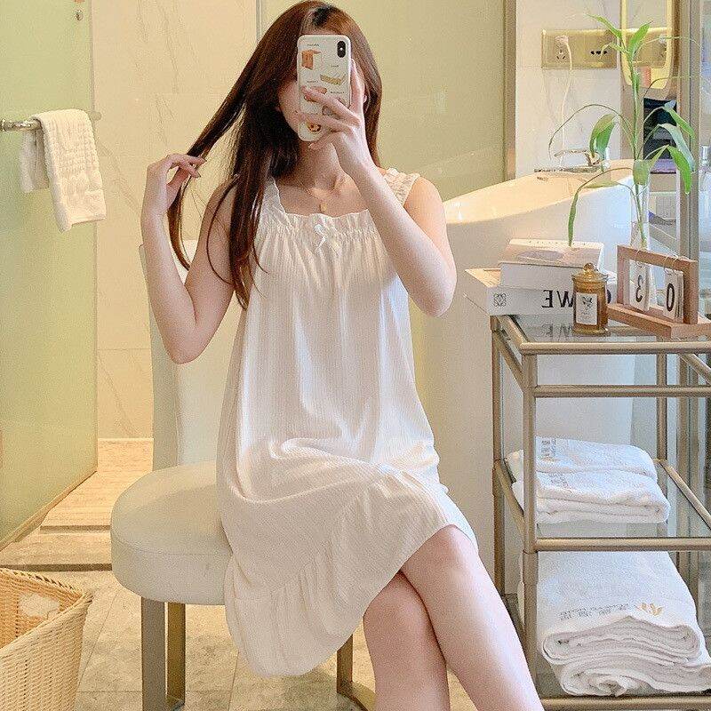 Đầm Ngủ Lụa 2 Dây Nữ Mặc Nhà Dễ Thương - M72