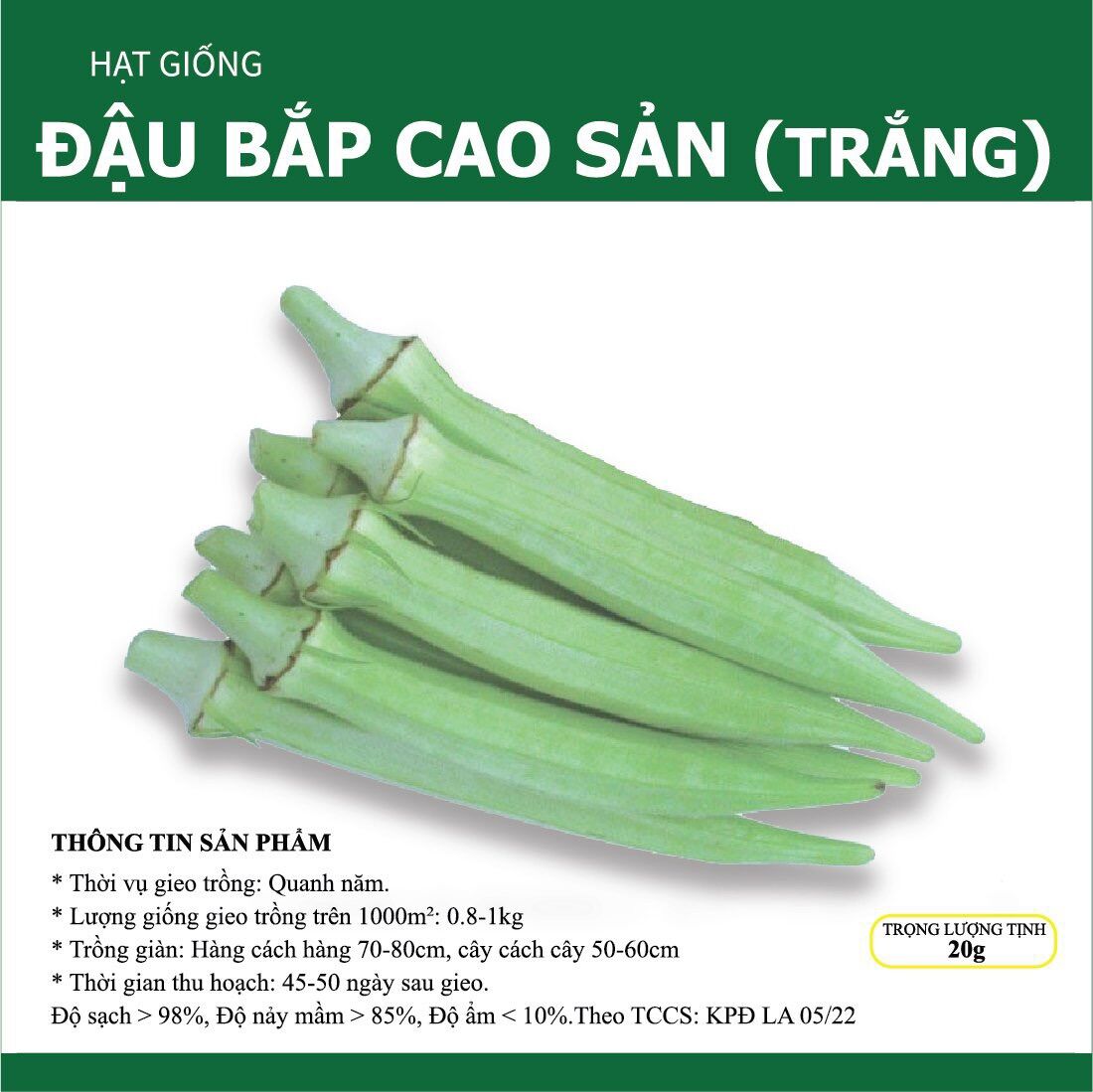 Hạt giống đậu bắp cao sản - gói 20g