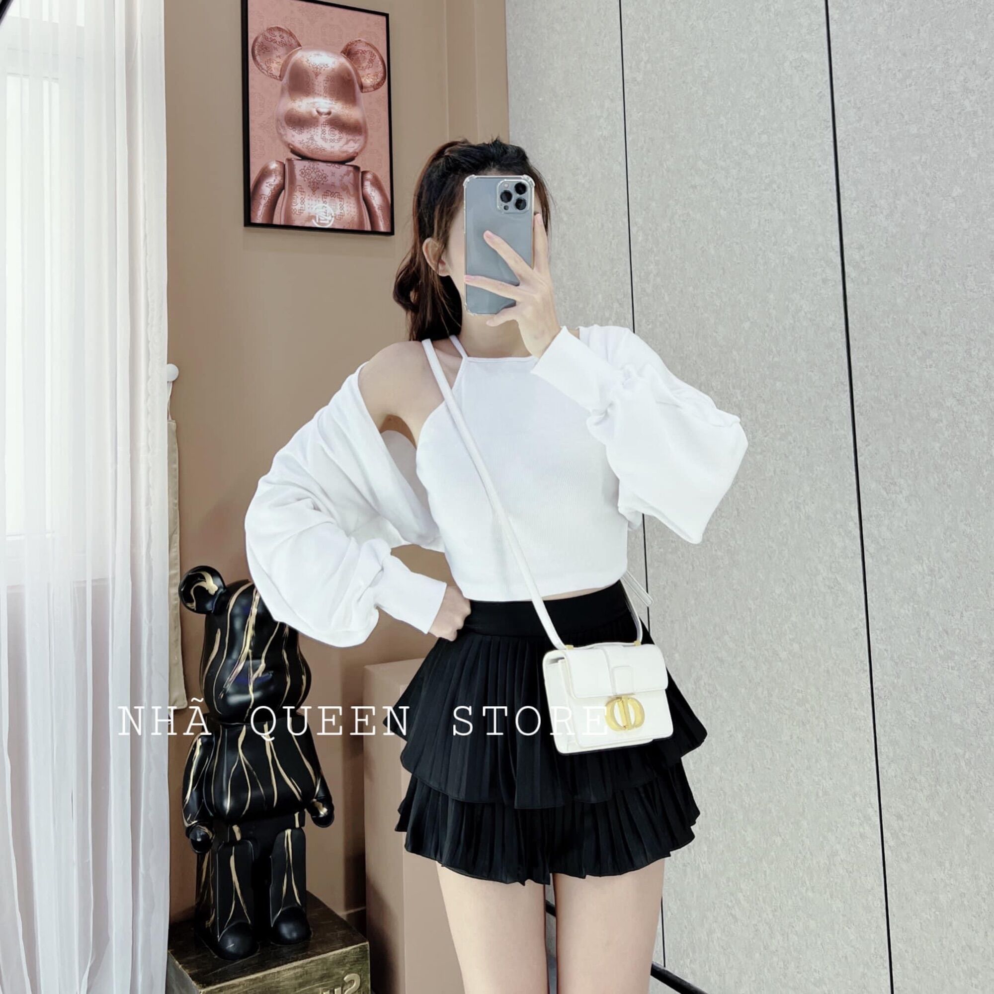 Set váy 2 tầng đen + set 2 món áo khoác🔥