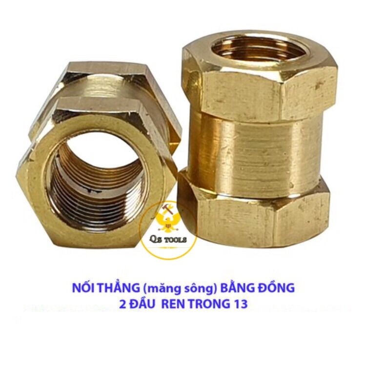 Nối đồng 2 đầu ren trong 13,17mm