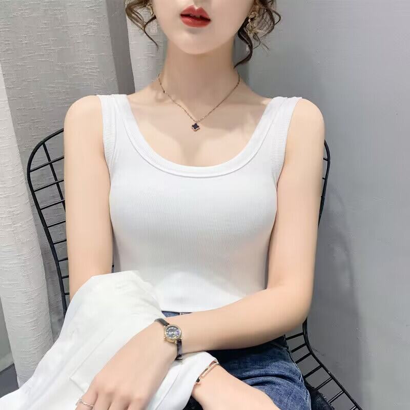 Áo Vest Cotton Trắng Ôm Vừa Vặn Mùa Xuân Hè Không Tay Áo Khoác Ngoài Cho Nữ Chất Liệu Cotton Mềm Mại Họa Tiết Hoa
