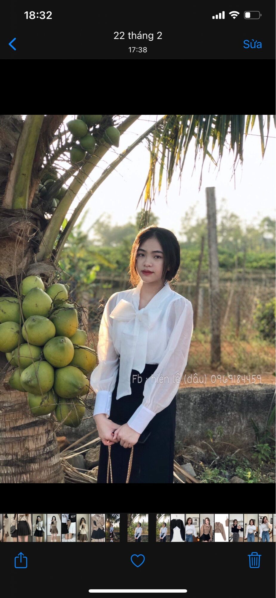Set váy xẻ + áo kiểu cột nơ to