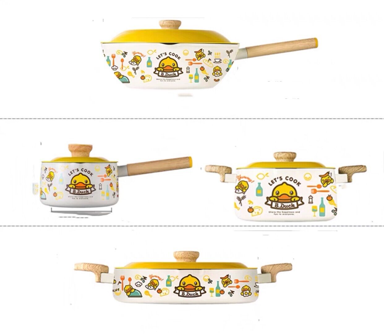 Bộ nồi, chảo chiên xào hấp Bduck siêu cute chính hãng