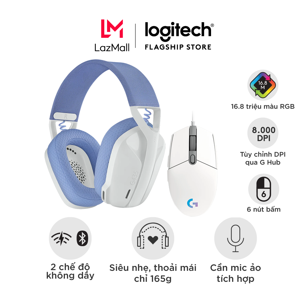 Combo Tai nghe Logitech G435 và Chuột Logitech G203
