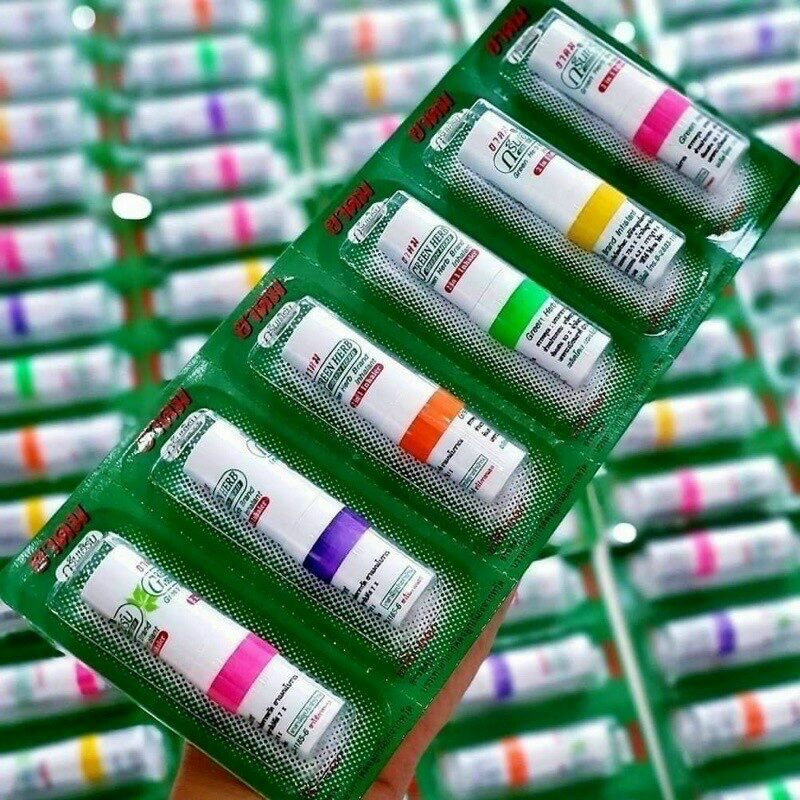 1 vỉ 6 ống hít thông mũi 2 đầu green herb thái lan