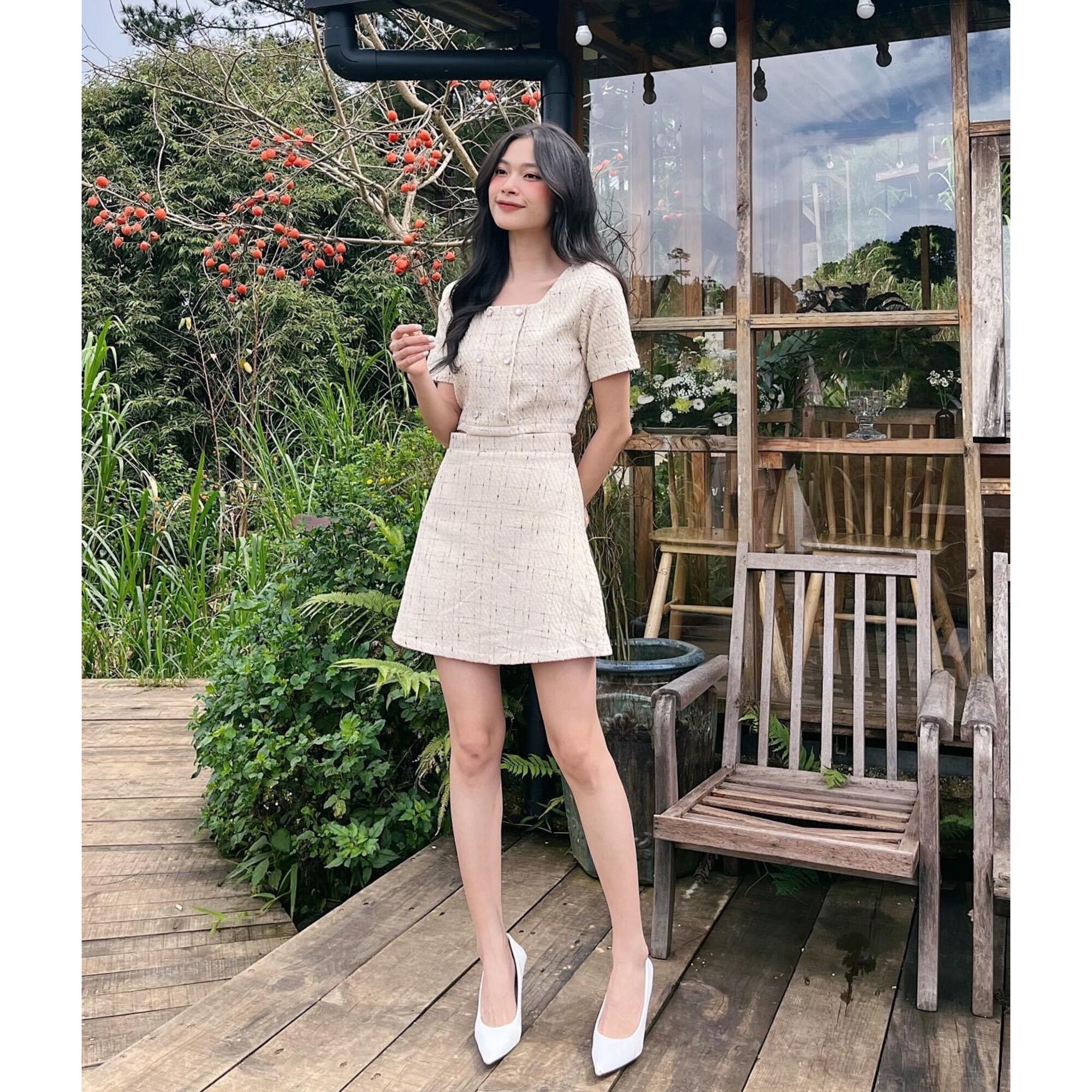 Set dạ tweed tiểu thư tay ngắn Luna Lucetfashion