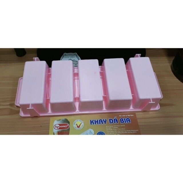 1 khay đá bia 5 viên vuông nhựa cao cấp Hofaco