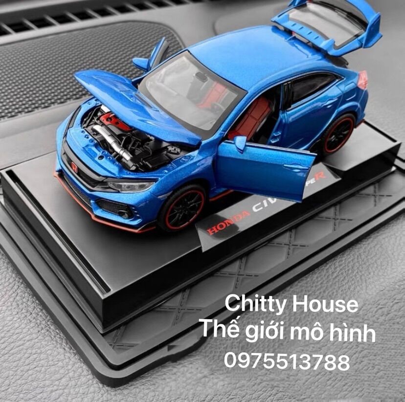 Mô hình xe ô tô Honda Civic Type R tỉ lệ 1:32 hãng Mini Auto có đèn âm thanh kệ trưng bày