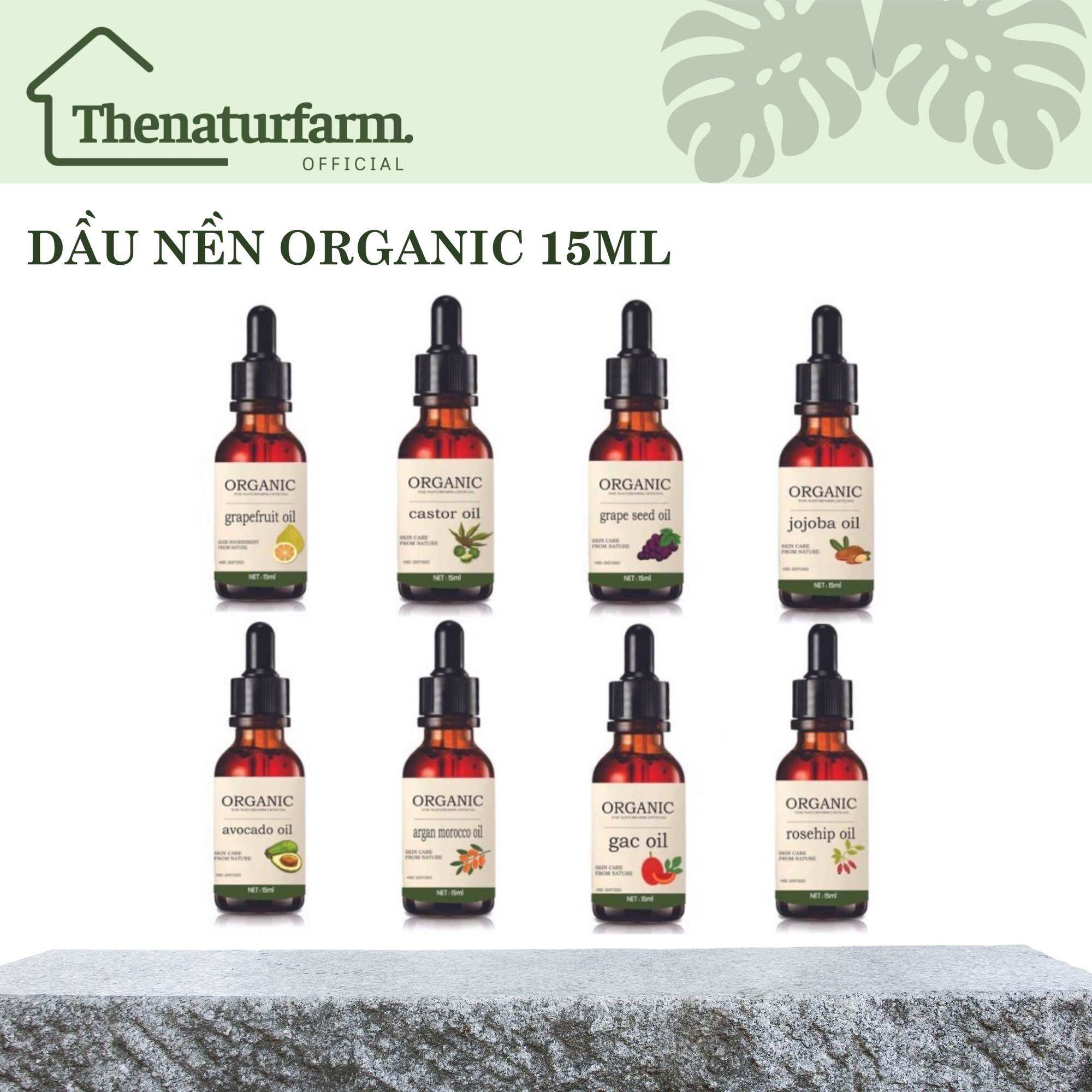 Dầu dưỡng hữu cơ Naturfarm ( dầu nụ tầm xuân, dầu hạt nho, dầu argan, dầu jojoba, dầu gấc, tinh dầu bưởi, dầu castor, dầu dừa ... )