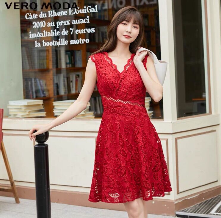 Đầm ren đỏ vero moda cao cấp