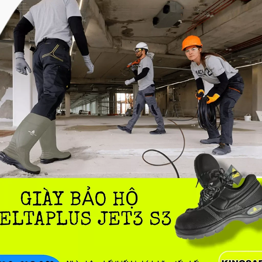 GIÀY BẢO HỘ  DELTAPLUS JET3 S3, CHẤT LIỆU DA , THIẾT KẾ CHẮC CHẮN , BỀN , ĐẸP, DI CHUYỂN LINH HOẠT,[CHÍNH HÃNG] (1 ĐÔI)